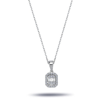 0.19 Carat Baguette Diamond Necklace