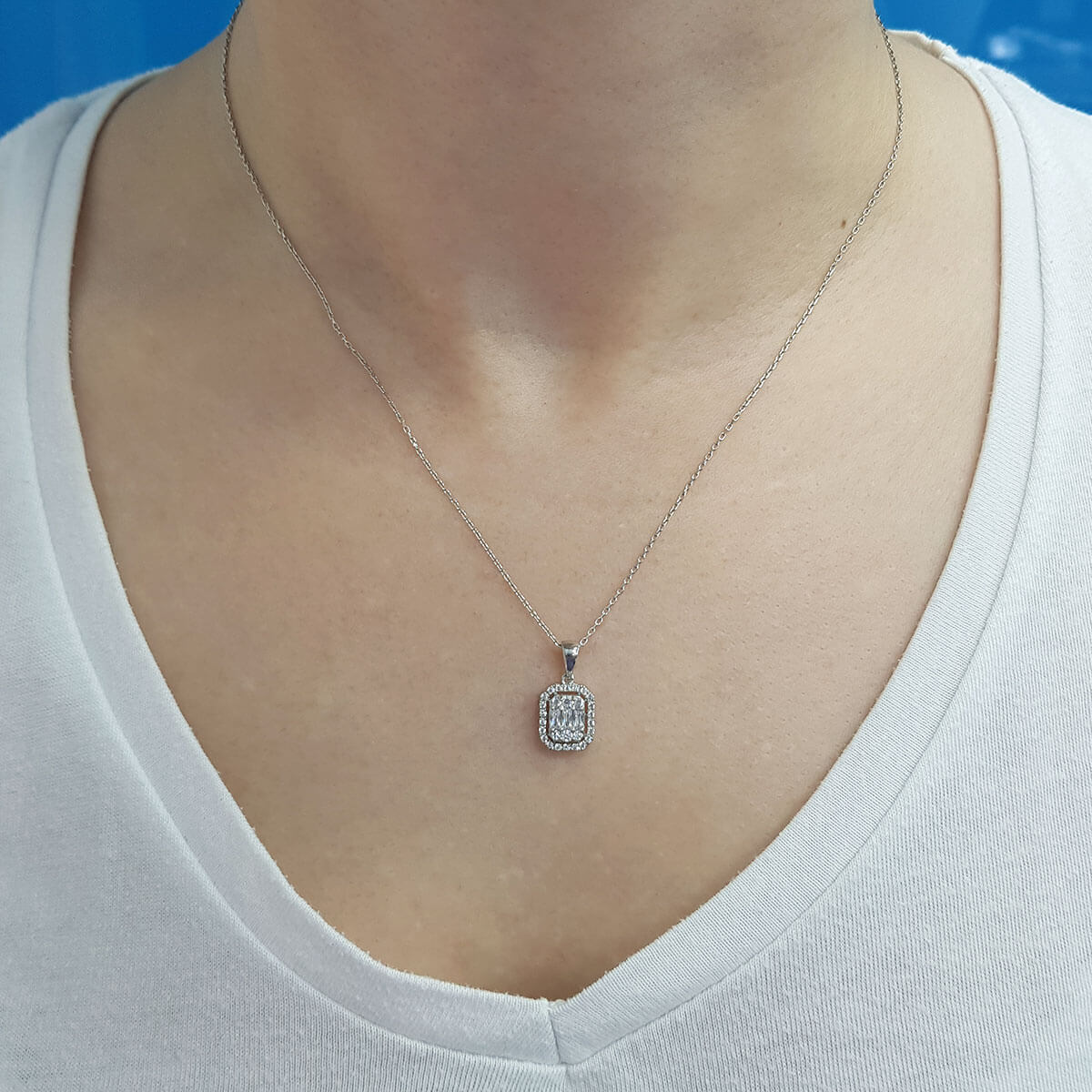 0.41 Carat Baguette Diamond Necklace
