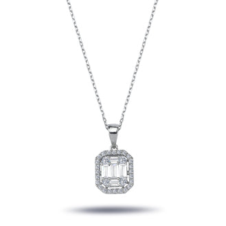 0.61 Carat Baguette and Four-Corner Diamond Necklace