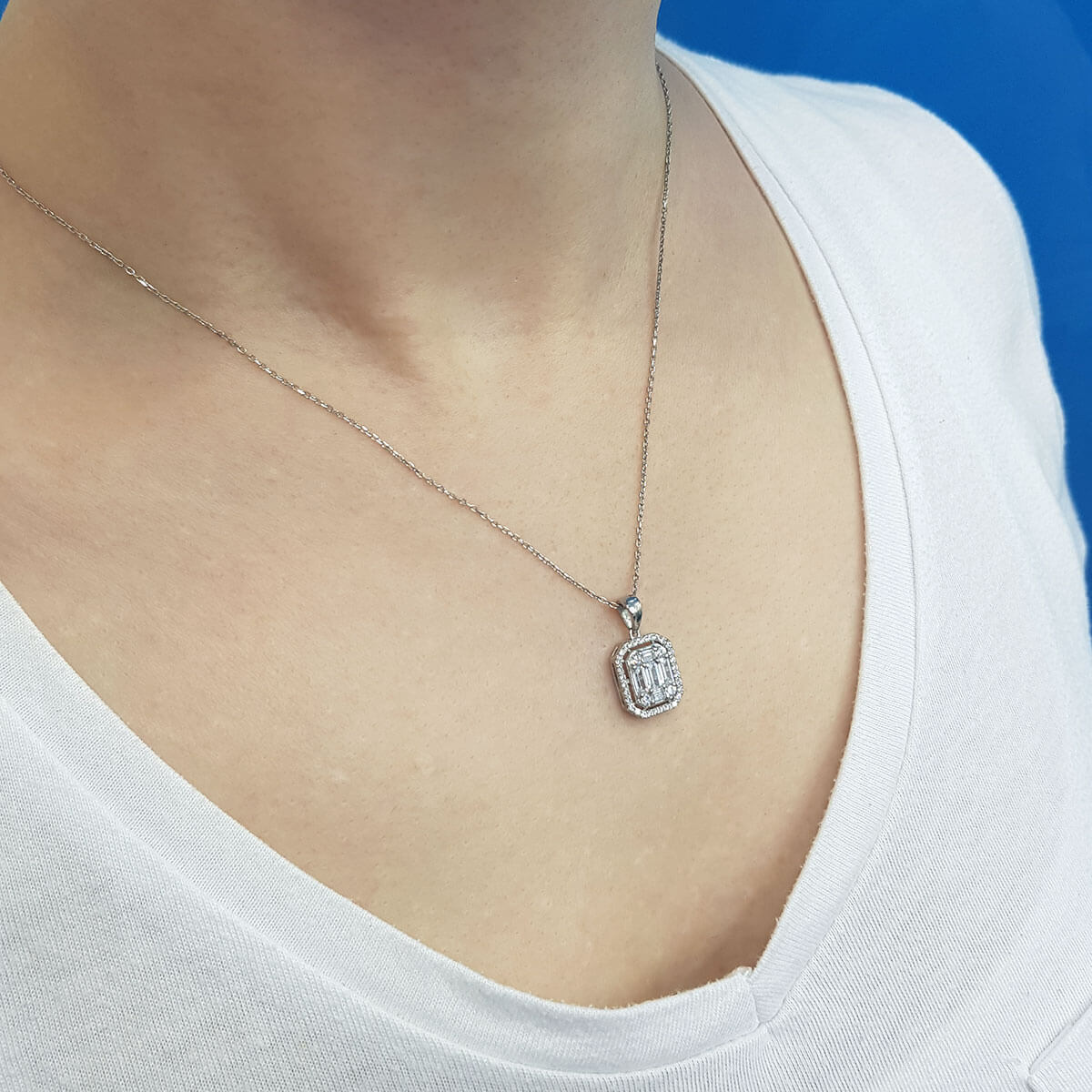 0.65 Carat Baguette-Diamond Necklace
