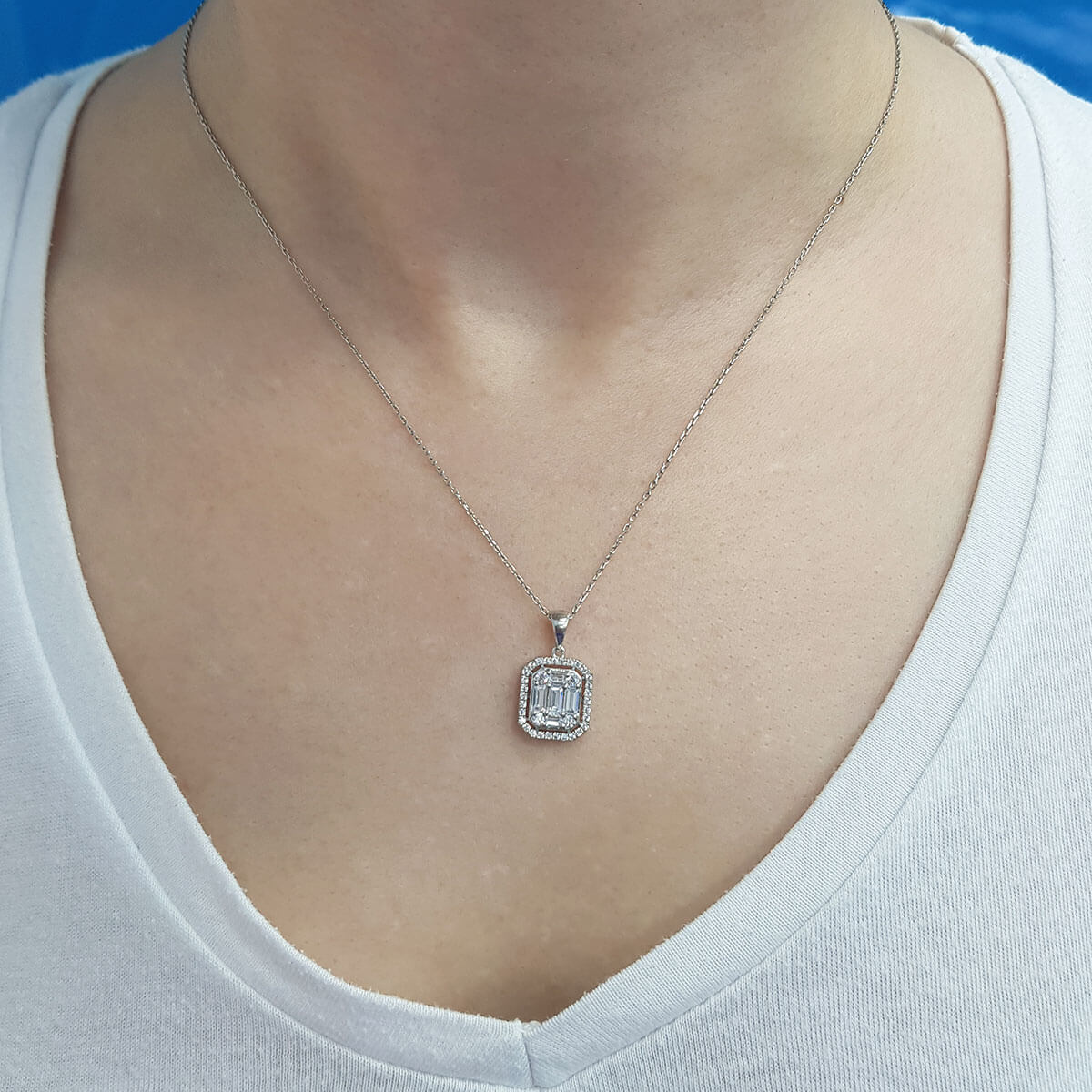 0.65 Carat Baguette-Diamond Necklace