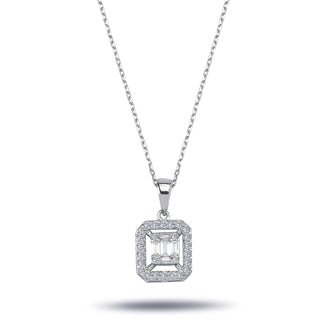 0.32 Carat Baguette & Four-Corner Diamond Necklace