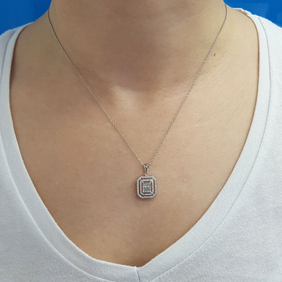 0.40 Carat Baguette Diamond Necklace