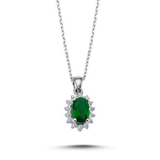 Diamond Oval Emerald Entourage Necklace