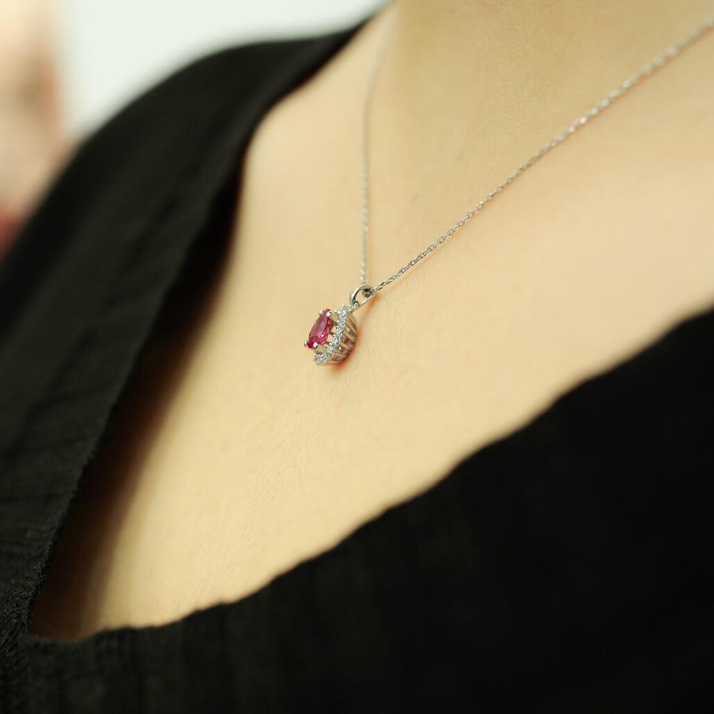 Diamond Teardrop Ruby Entourage Necklace