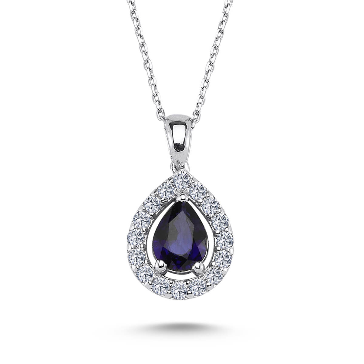 Diamond Teardrop Sapphire Necklace