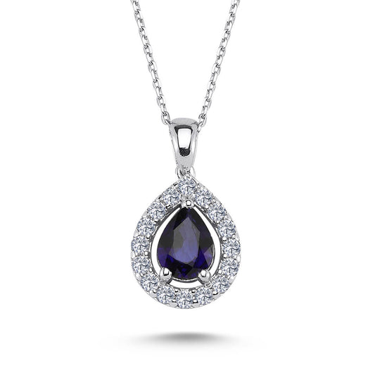 Diamond Teardrop Sapphire Necklace