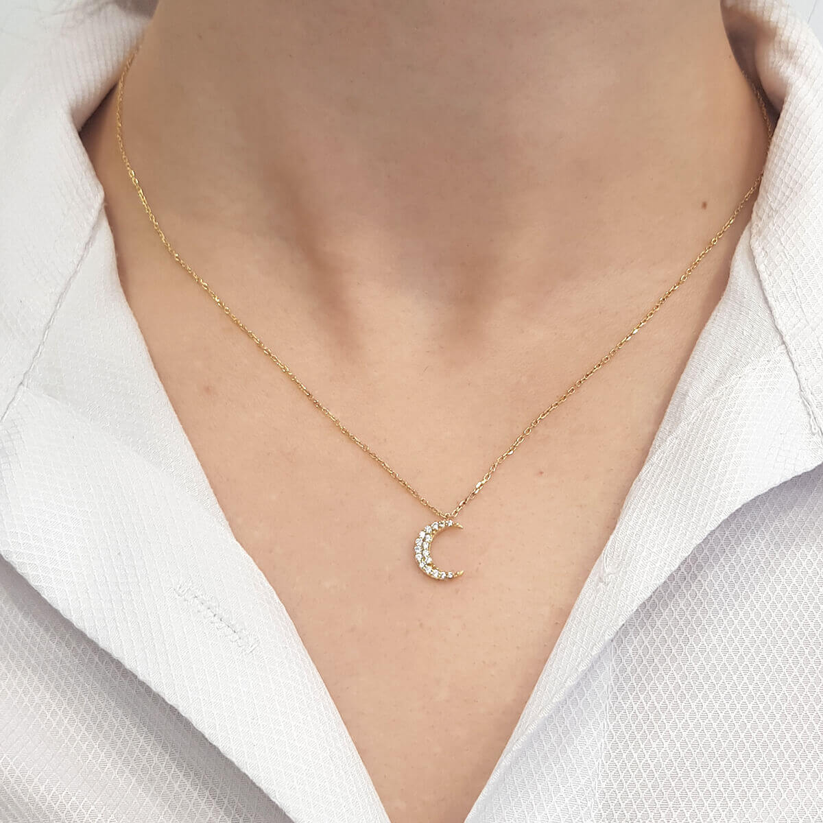 Diamond Crescent Moon Necklace