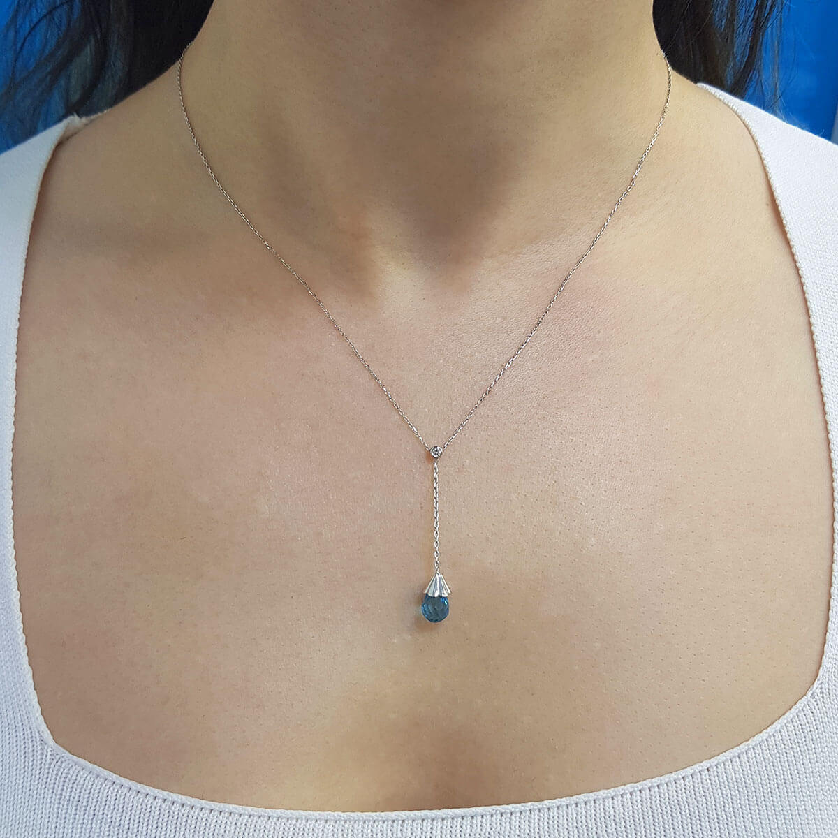 Drop Topaz Dangling Necklace