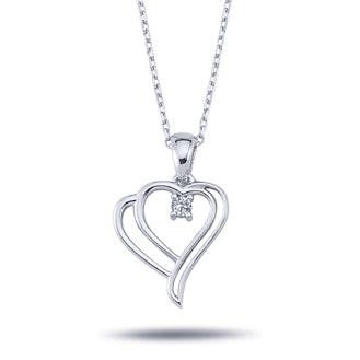 Single Diamond Double Heart Necklace