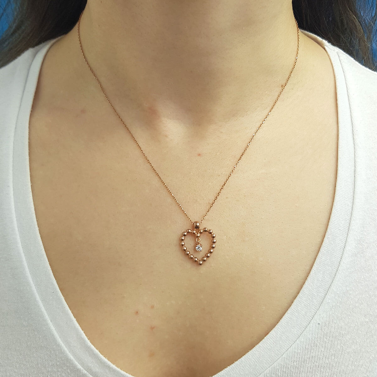 Single Stone Diamond Heart Necklace