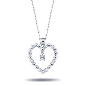 Single Stone Diamond Large Heart Necklace
