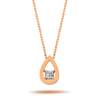 Diamond Single Stone Large Tearteardrop Necklace