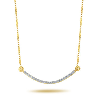 Curved Diamond Tennis Bar Necklace