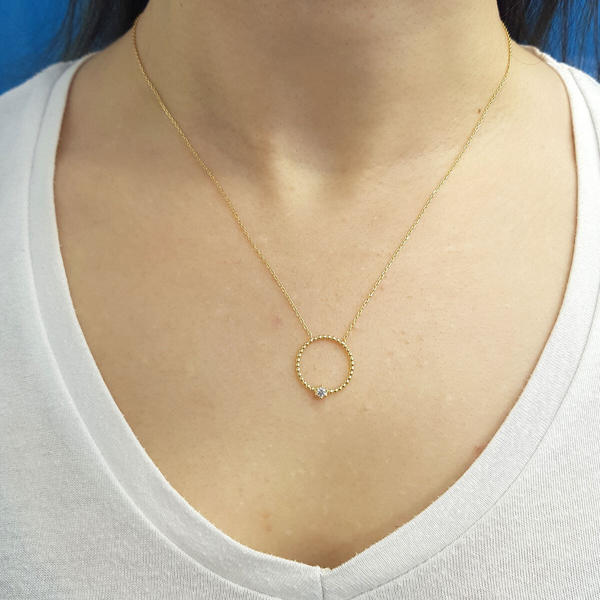 Diamond Circle Pendant Necklace