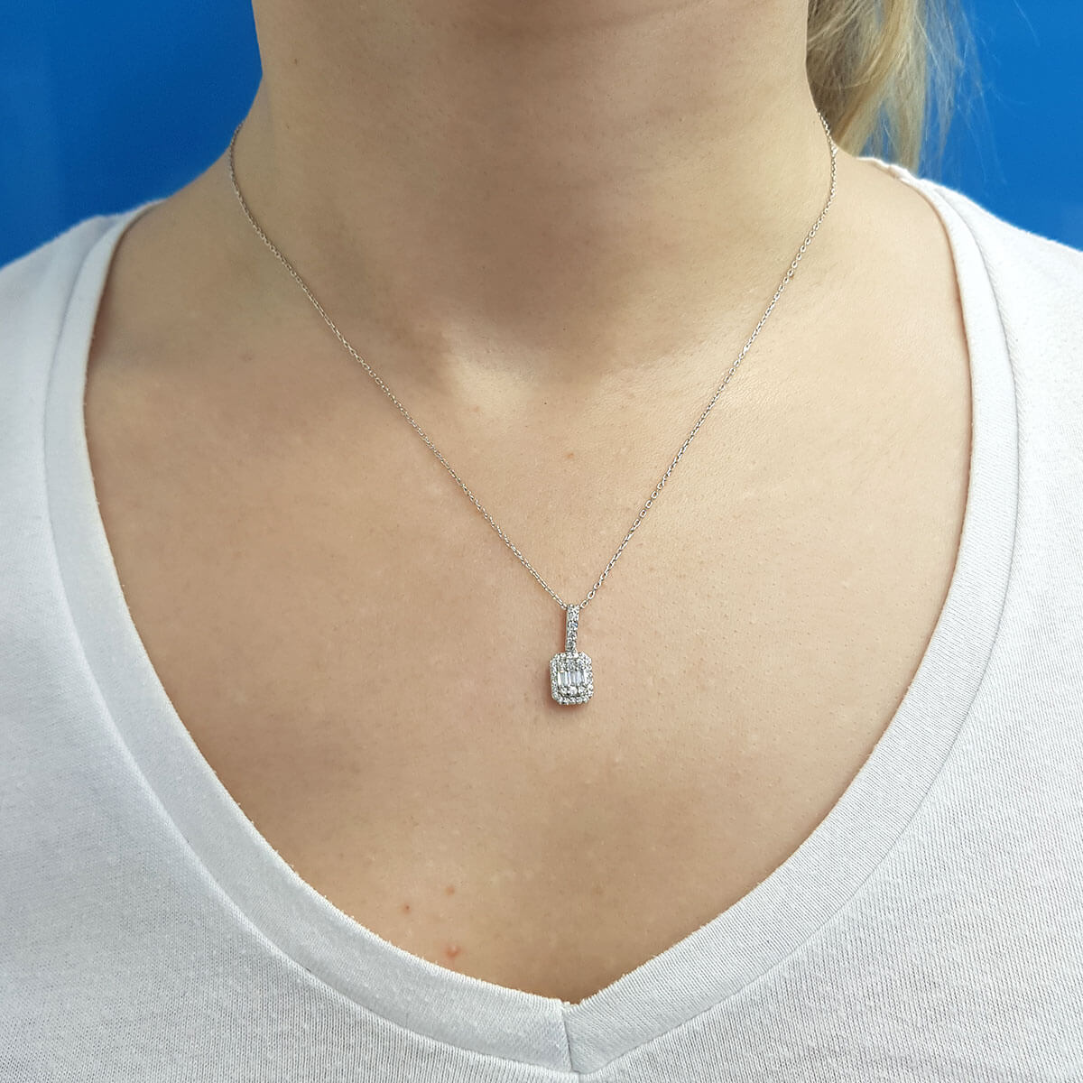 0.28 Carat Baguette Diamond Necklace