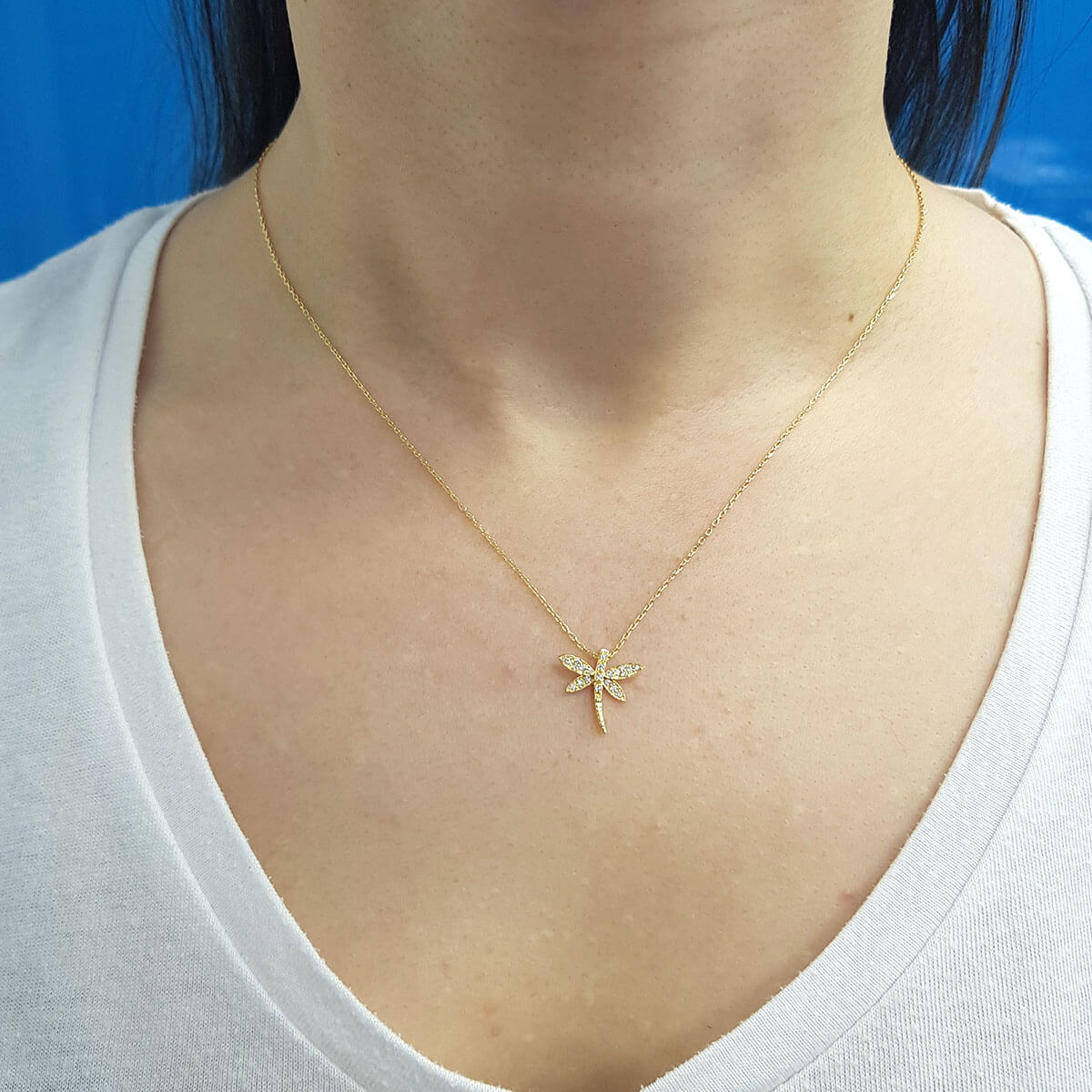 Diamond Dragonfly Necklace