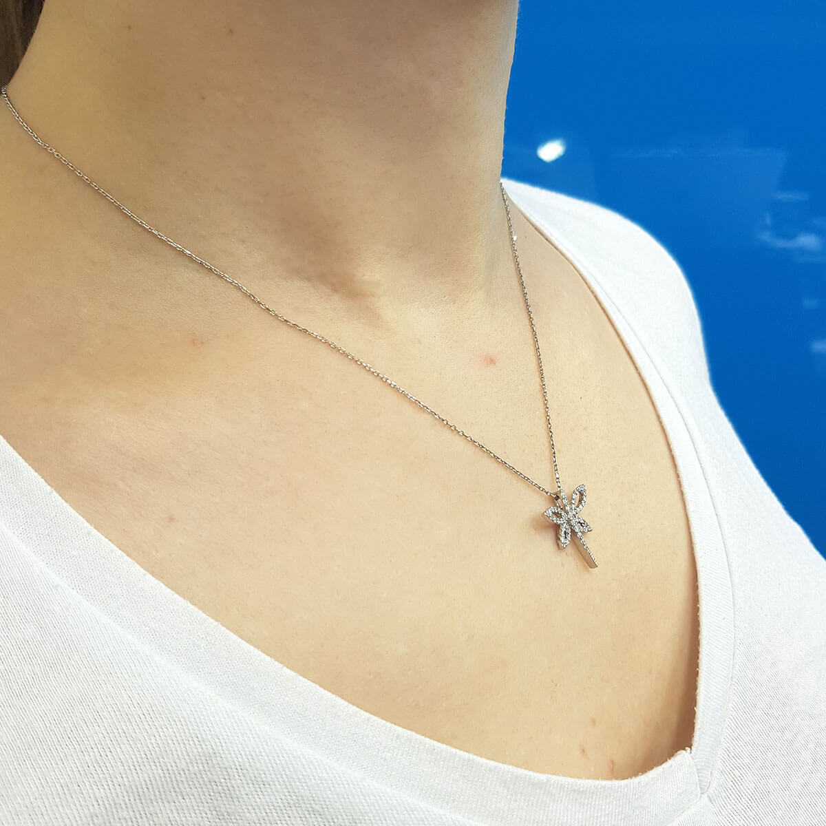 Diamond Large Dragonfly Necklace