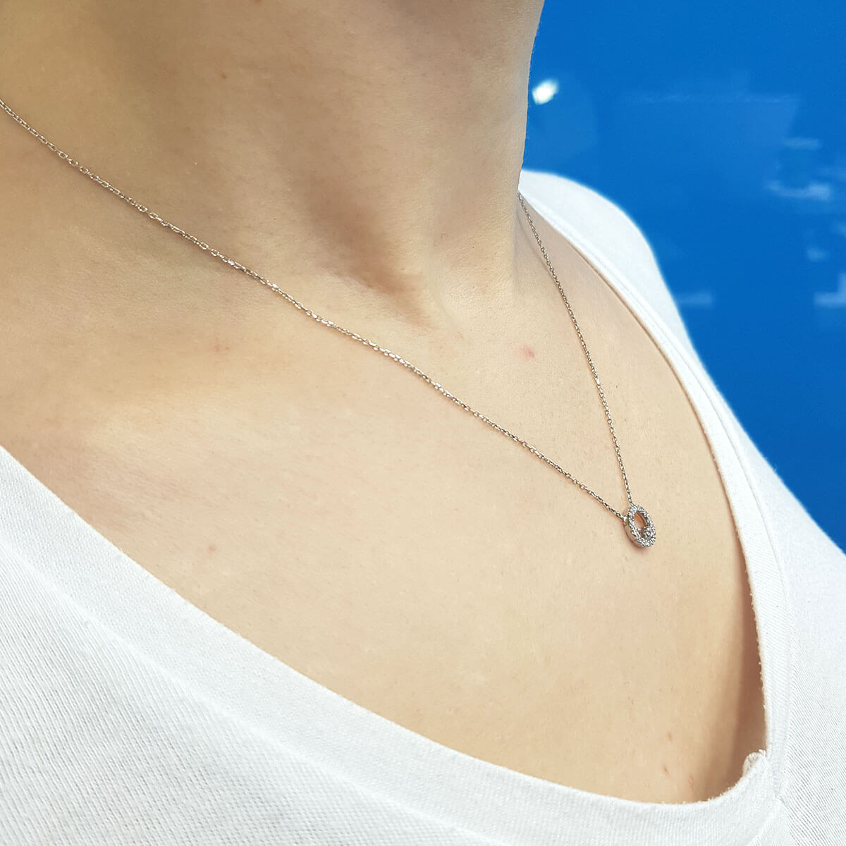 Diamond Hoop Necklace