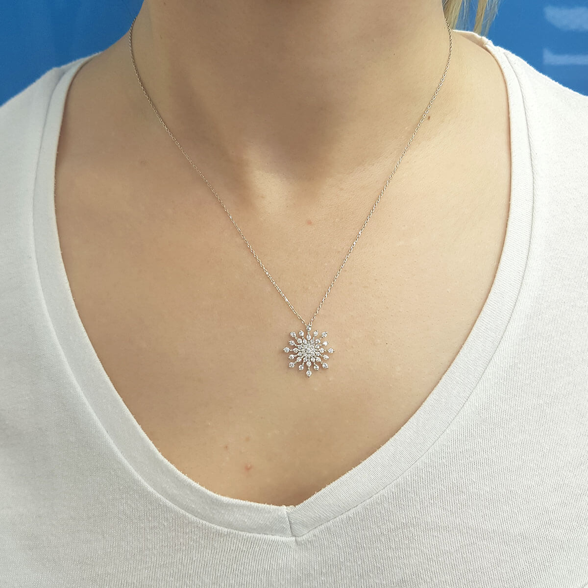 Diamond Large Snowflake Necklace