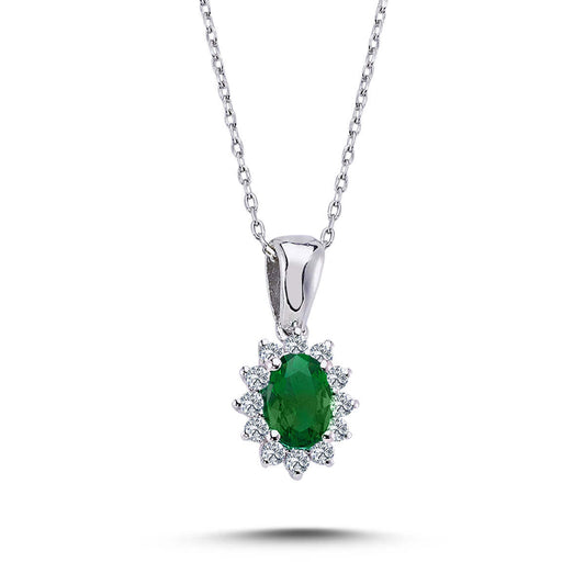 Diamond Oval Emerald Entourage Necklace