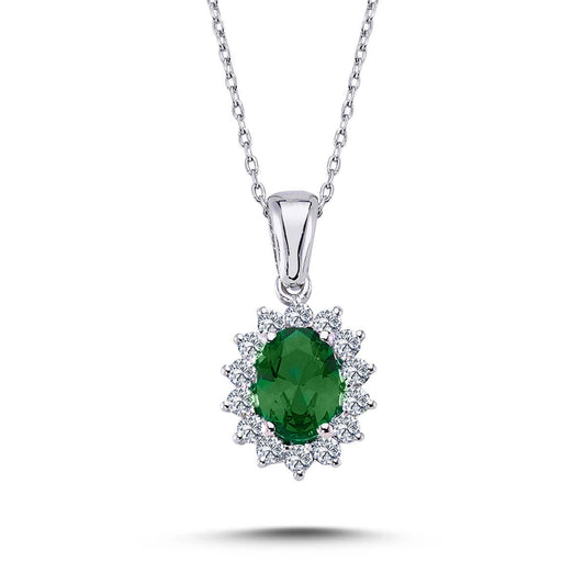 Diamond Oval Emerald Entourage Necklace