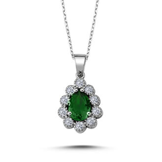 Diamond teardrop Emerald entourage Necklace