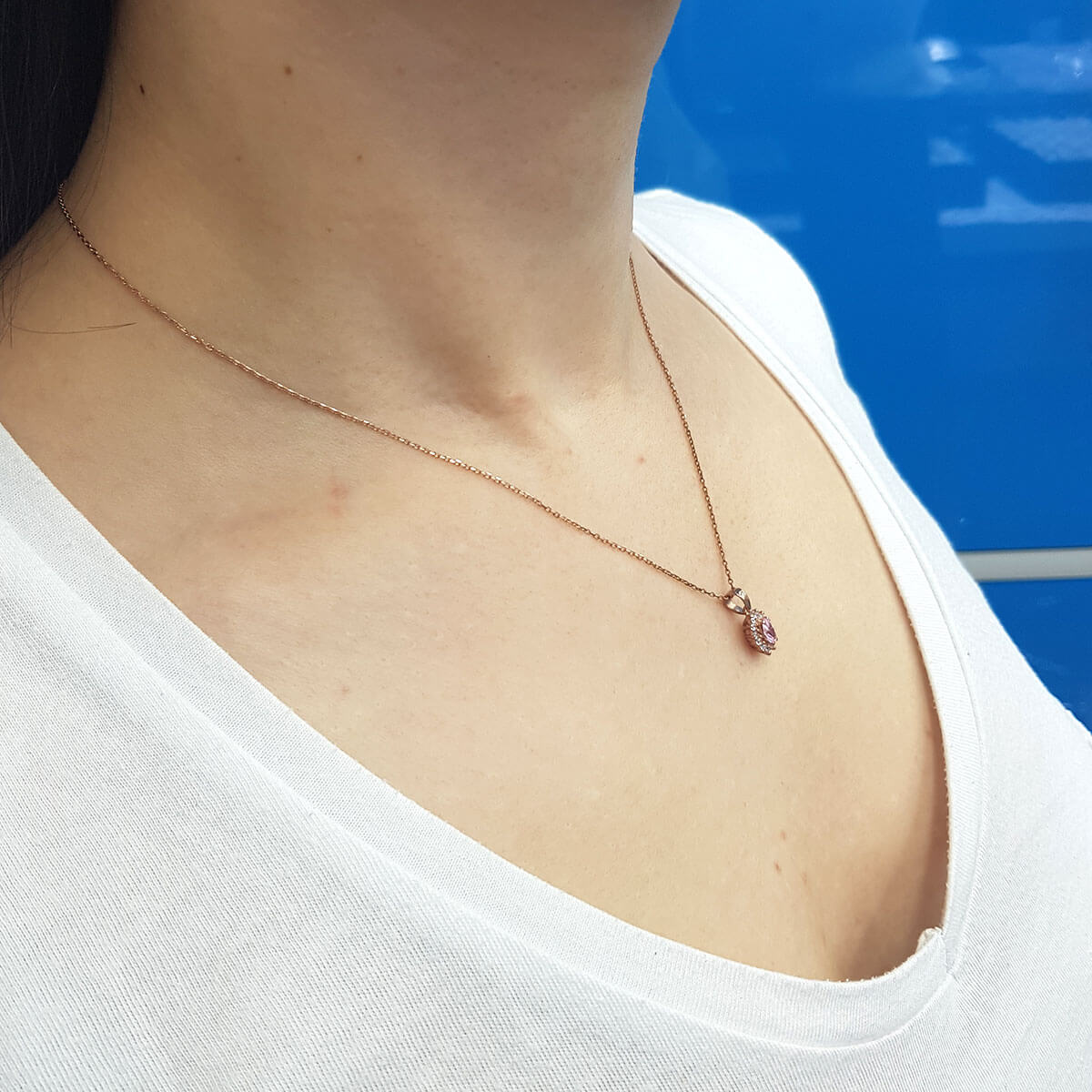 Diamond Oval Morganite Entourage Necklace