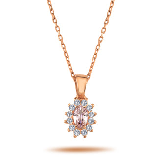 Diamond Oval Morganite Entourage Necklace