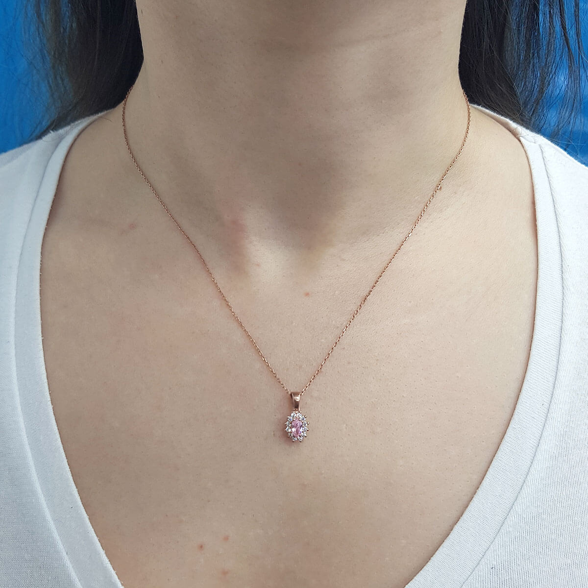 Diamond Oval Morganite Entourage Necklace