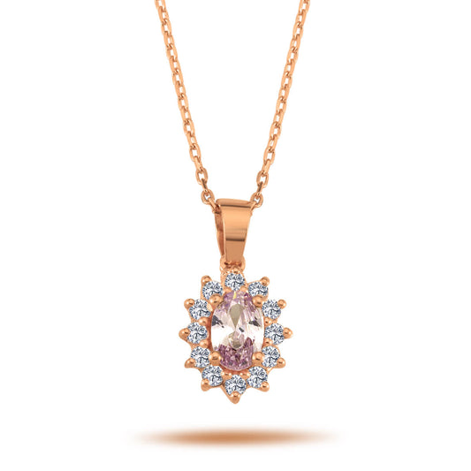 Diamond Oval Morganite Entourage Necklace
