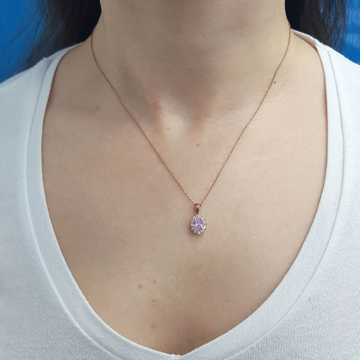 Diamond Oval Morganite Entourage Necklace