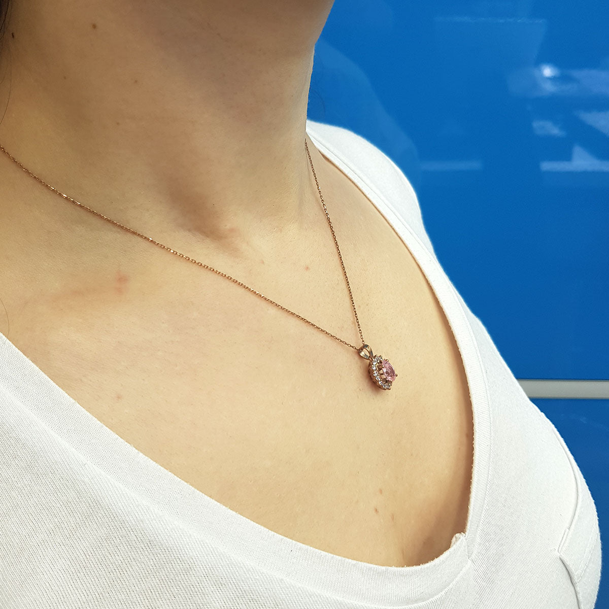 Diamond Oval Morganite Entourage Necklace