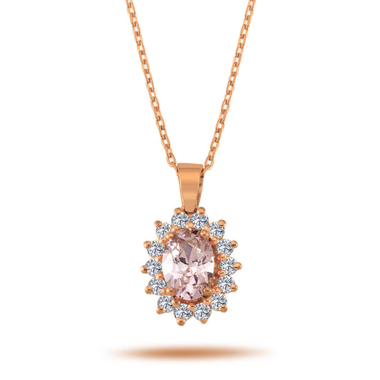 Diamond Oval Morganite Entourage Necklace