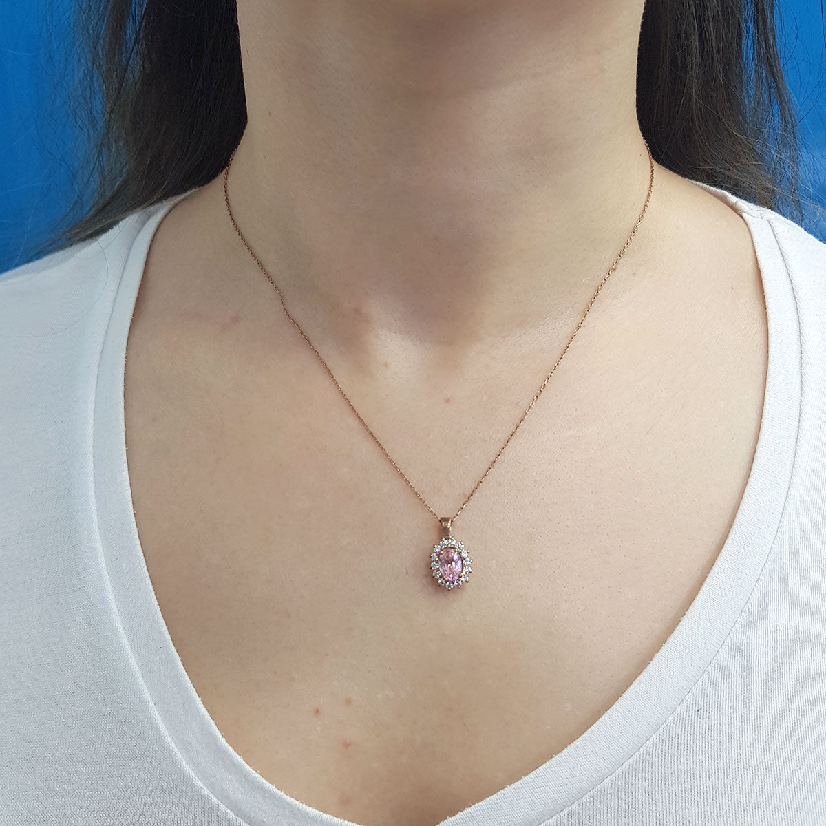 Diamond Oval Morganite Entourage Necklace