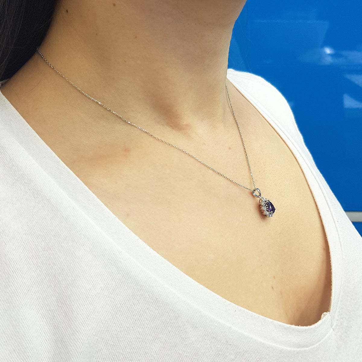 Diamond Teardrop Amethyst Necklace