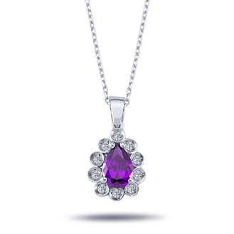 Diamond Teardrop Amethyst Necklace