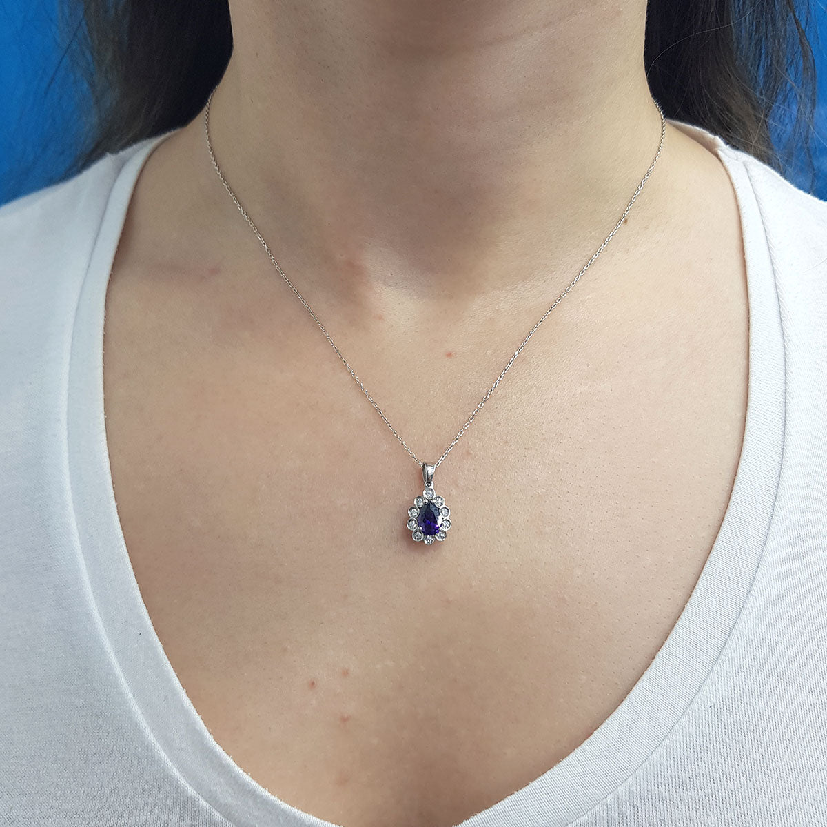 Diamond Teardrop Amethyst Necklace