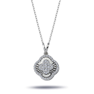 Diamond-Studded Clover Susa Necklace