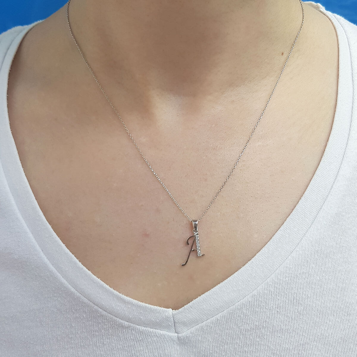 Diamond A Letter Necklace