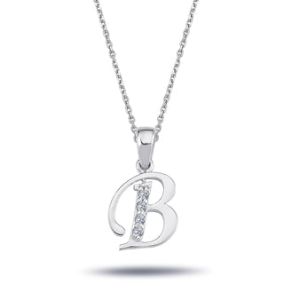 Diamond B Letter Necklace