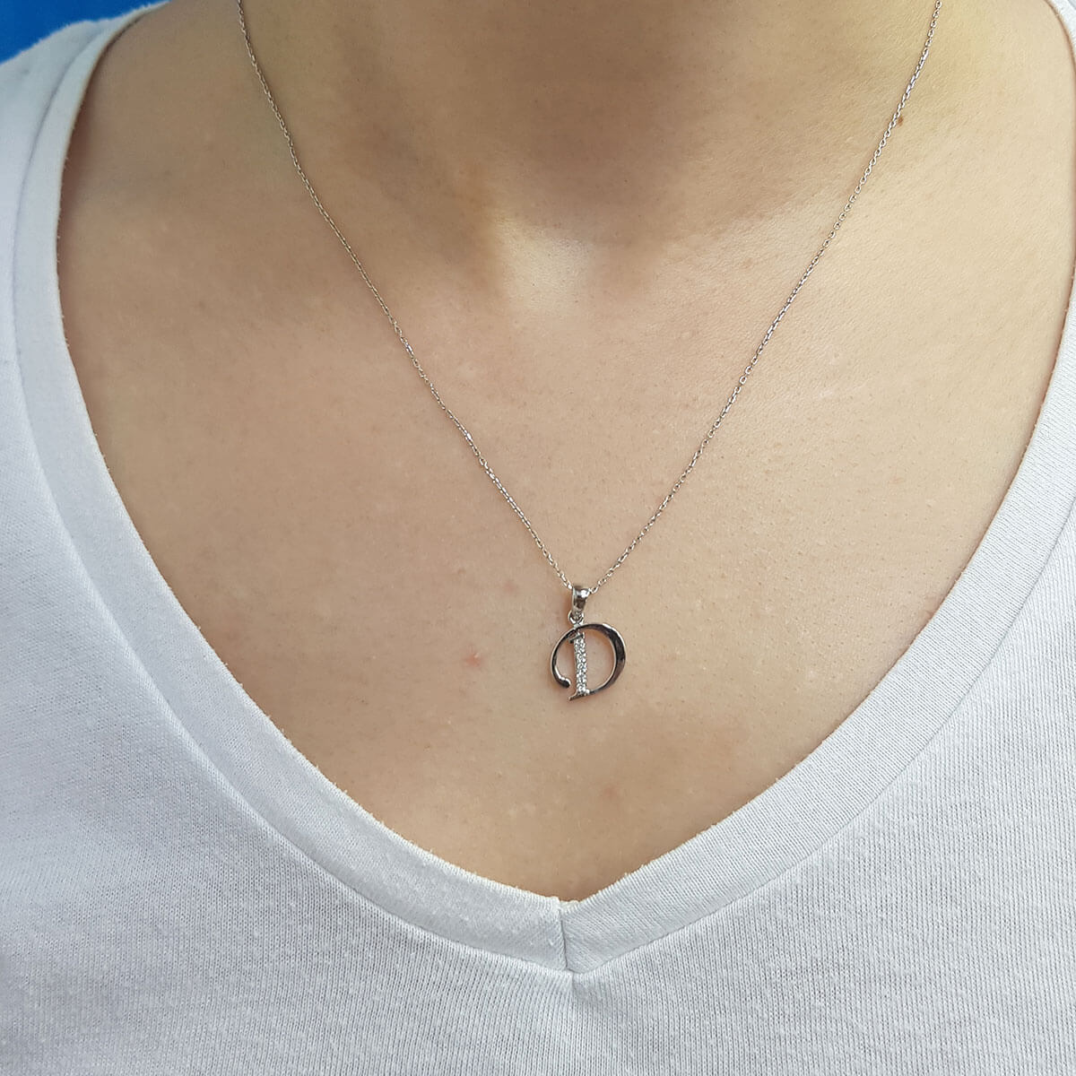 Diamond D Letter Necklace