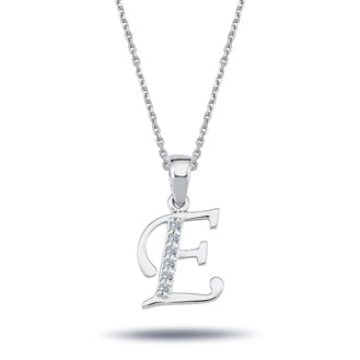 Diamond E Letter Necklace