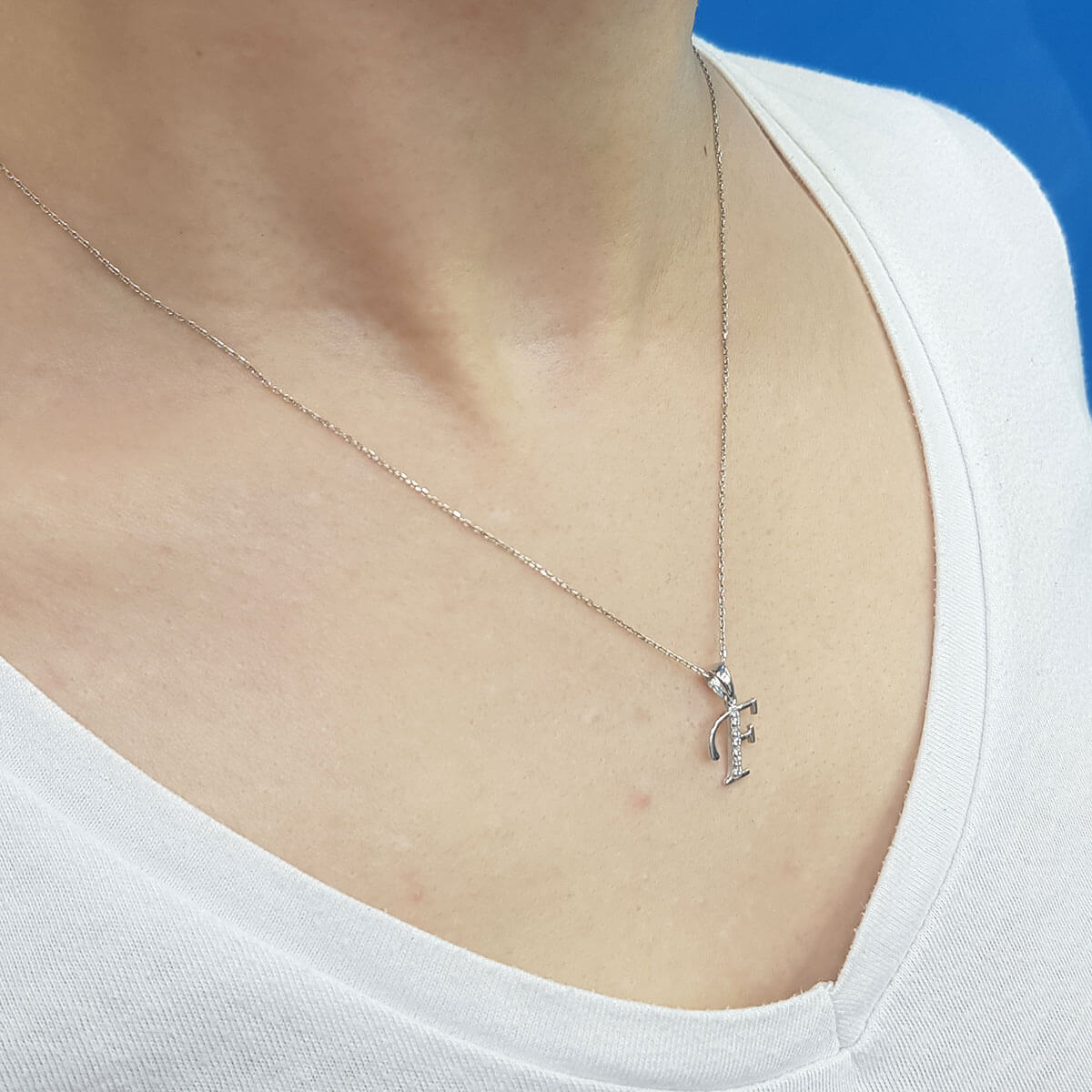 Diamond F Letter Necklace