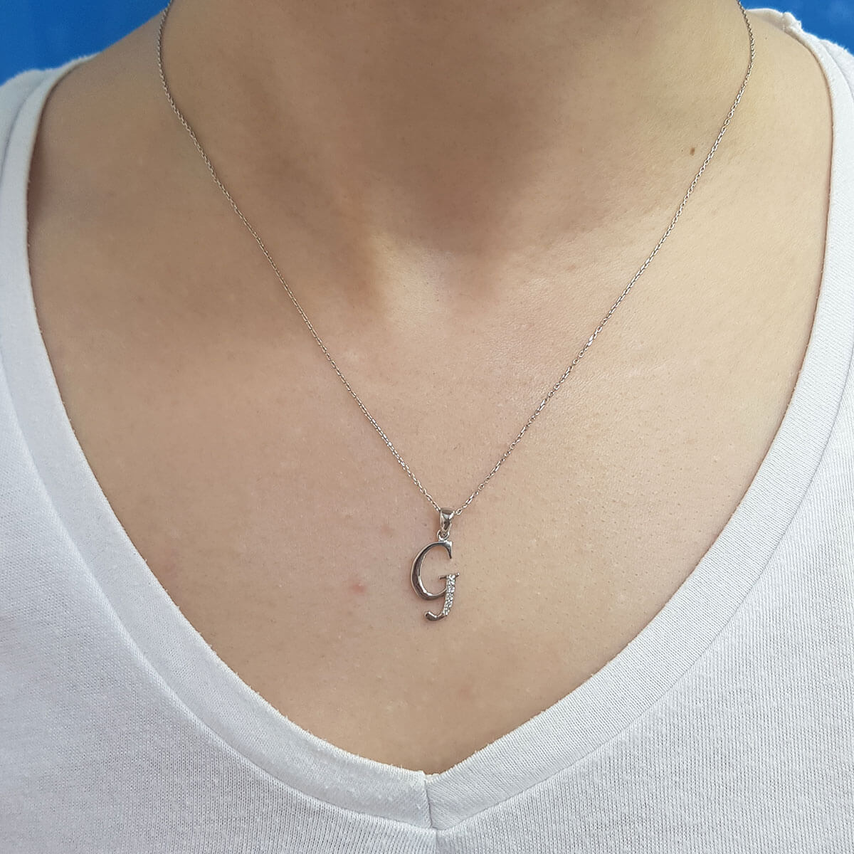 Diamond G Letter Necklace