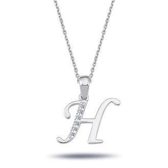 Diamond H Letter Necklace