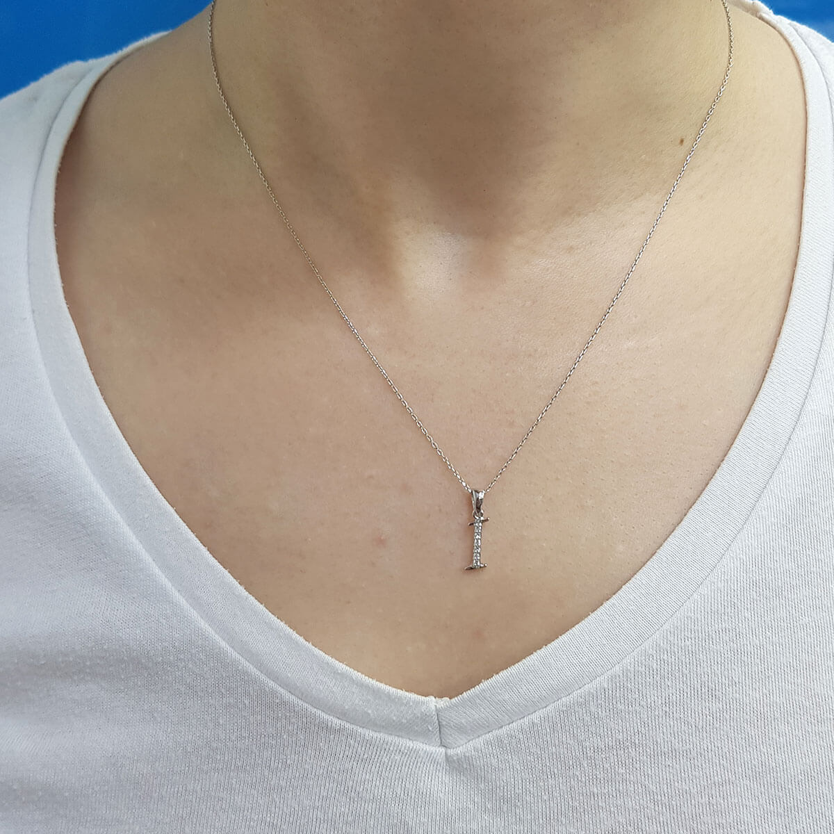 Diamond I Letter Necklace