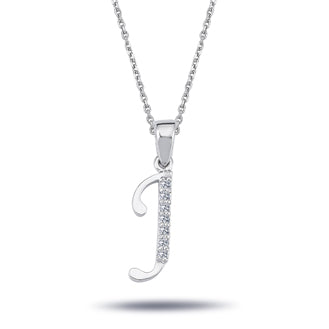 Diamond J Letter Necklace