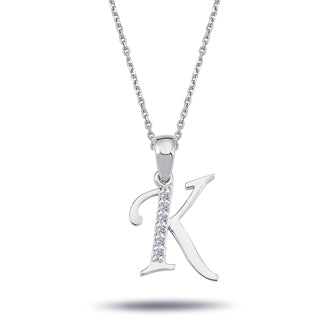 Diamond K Letter Necklace