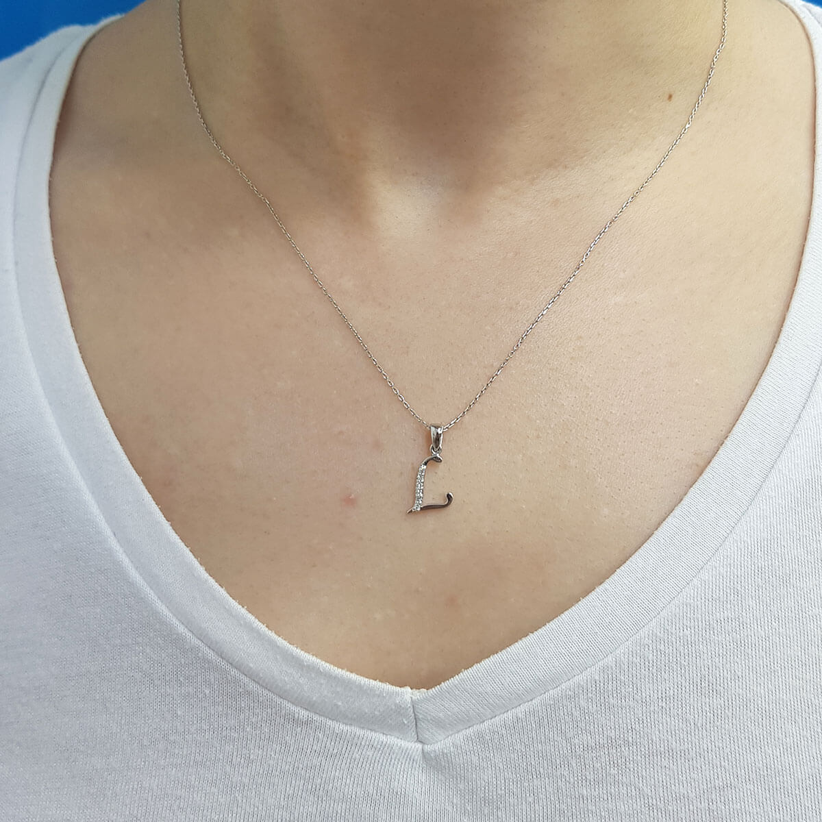 Diamond L Letter Necklace